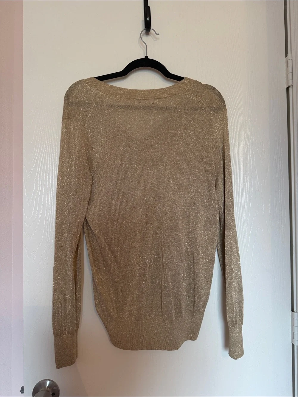 Michael Kors Metallic Gold Long-Sleeve Knit Sweater